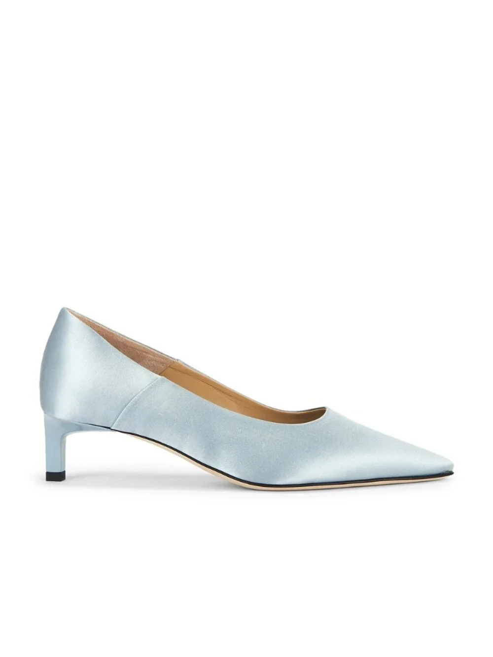 Dear Frances Topo Pump in Blue satin pointed kitten heel